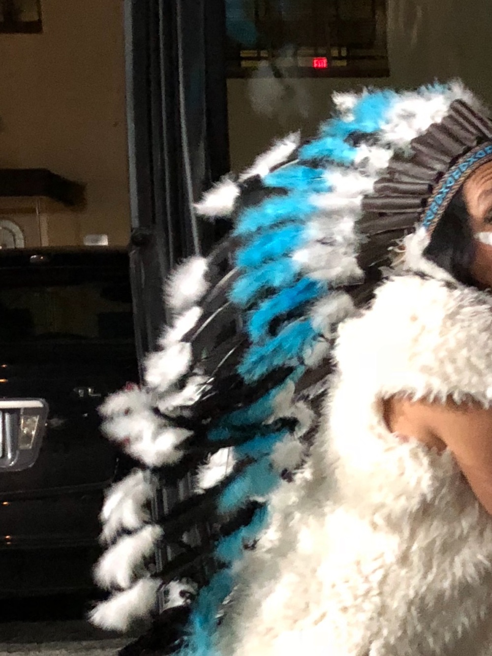 Women’s or men’s Feather Headdress Costume - Blue & White